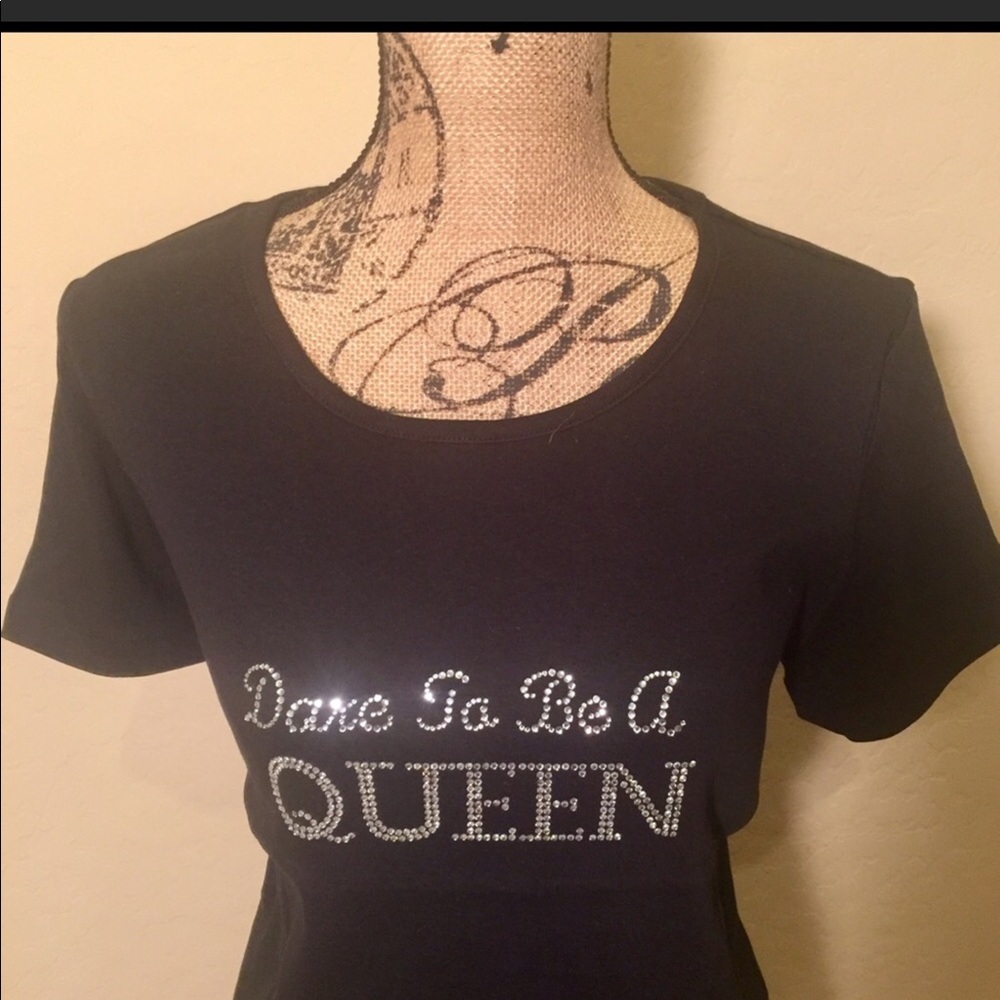 Women's Black Short Sleeve DTBAQ Rhinestone sz L